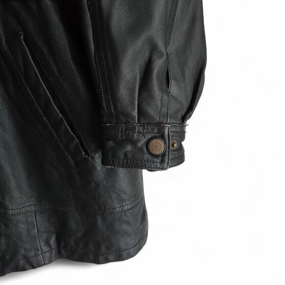 Vintage The Connection New York Leather Cloak Jacket Men Furry Lined Retro XL - Picture 5 of 7
